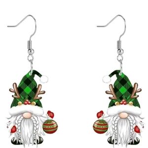 Festive Gnome Earrings - Green and Red